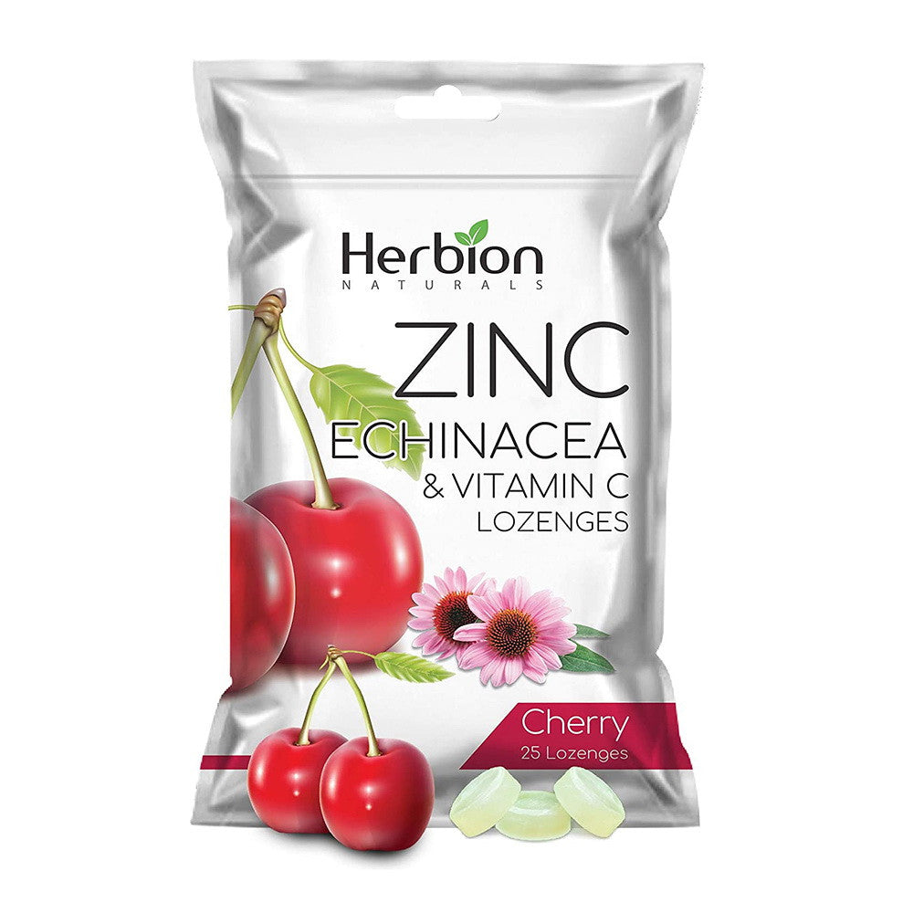 Herbion Naturals Zinc, Echinacea & Vitamin C Lozenges with Natural Cherry Flavor - 25 CT